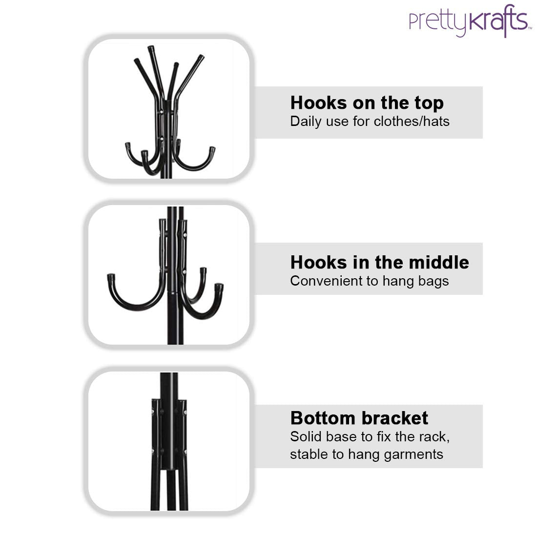 6 Hook Coat Hanger Clothes Stand Hanging Pole