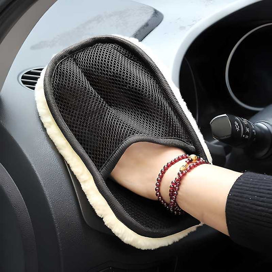 Wool Car Wash Gloves, Lint Free Scrubber High Density Car